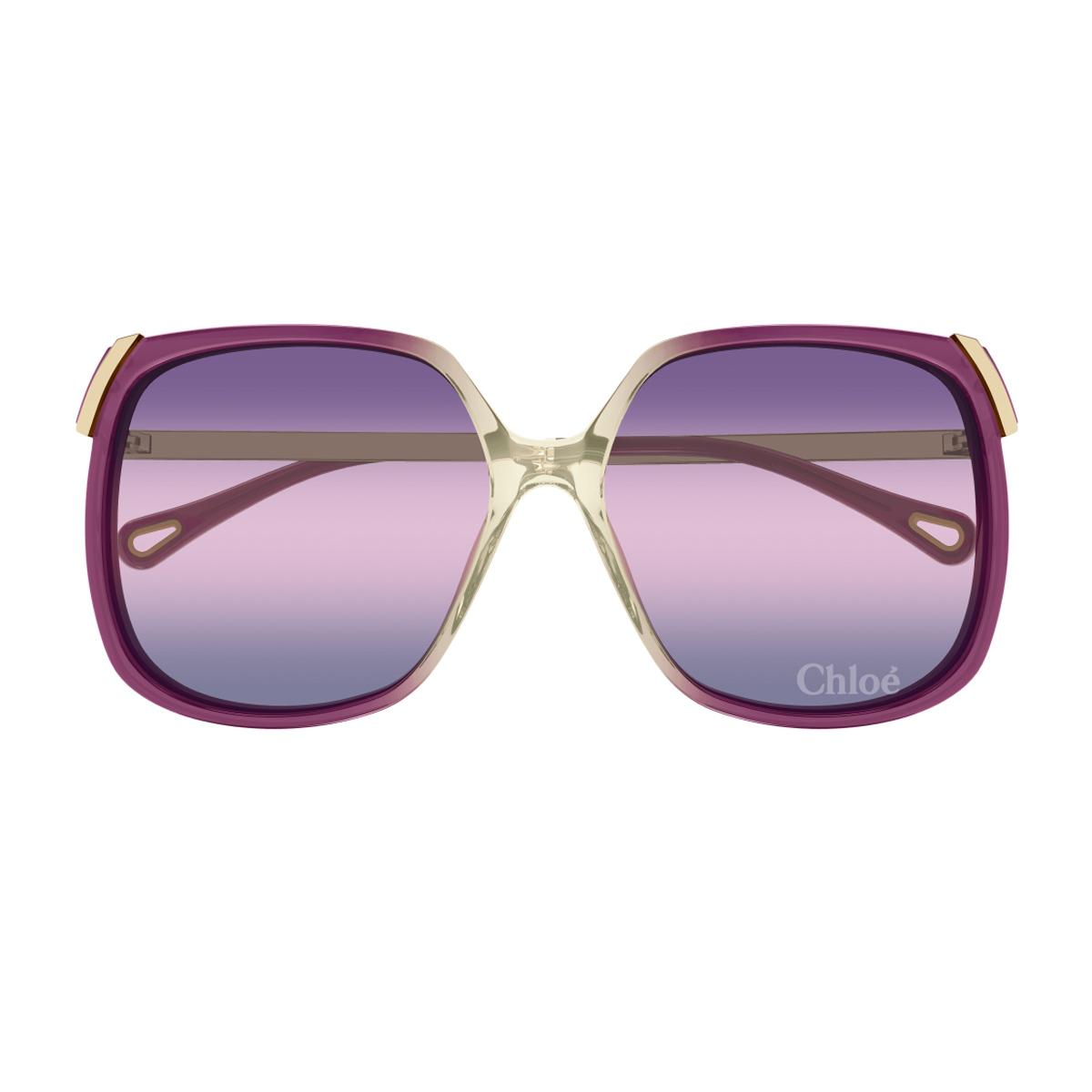 chloé ch0286s aly linea 006 burgundy gold violet viola recycled acetate/metal occhiali da sole - women