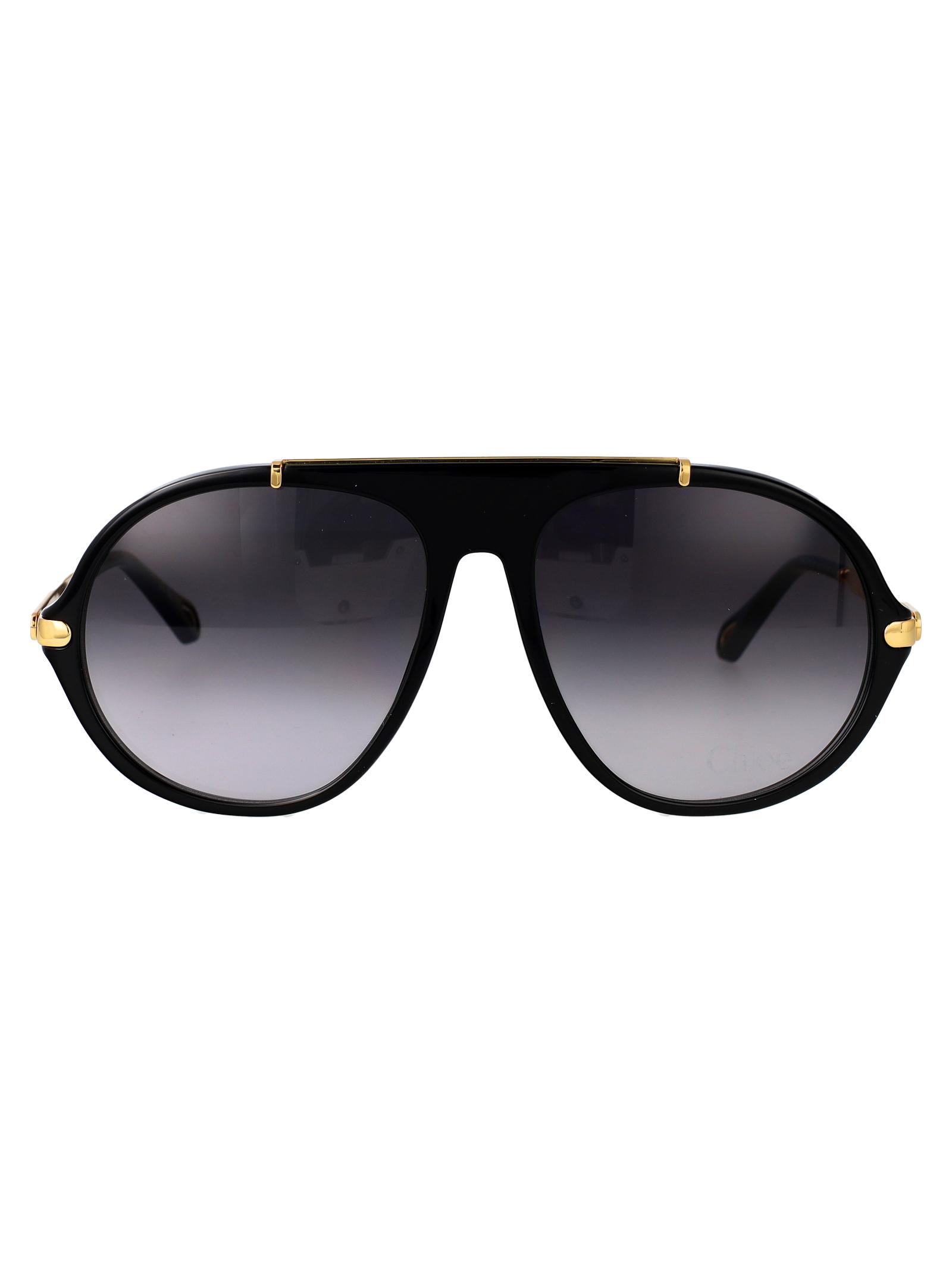 chloé ch0357s black-gold-grey acetate sunglasses - women