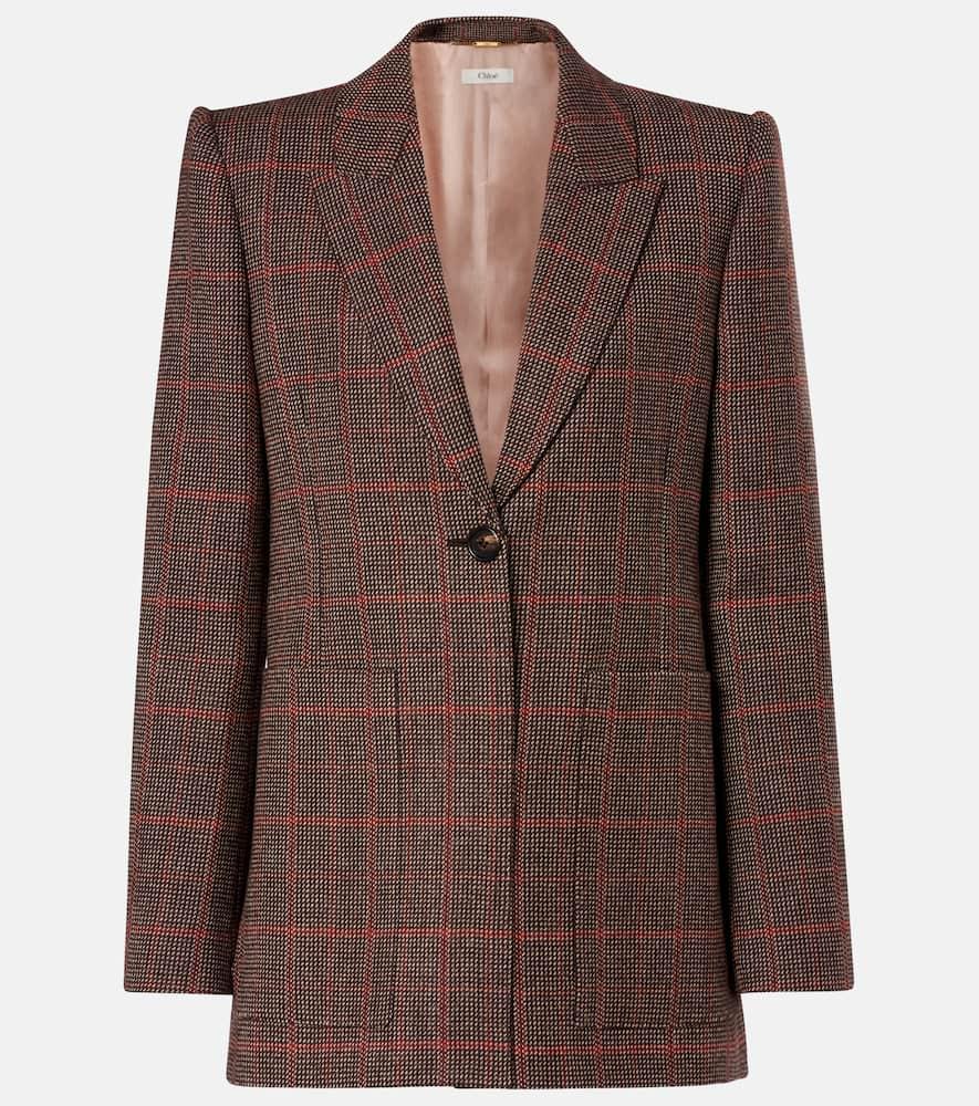 chloé checked virgin wool blazer