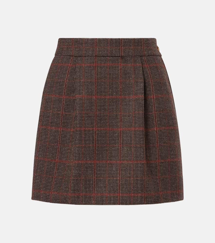 chloé checked virgin wool miniskirt