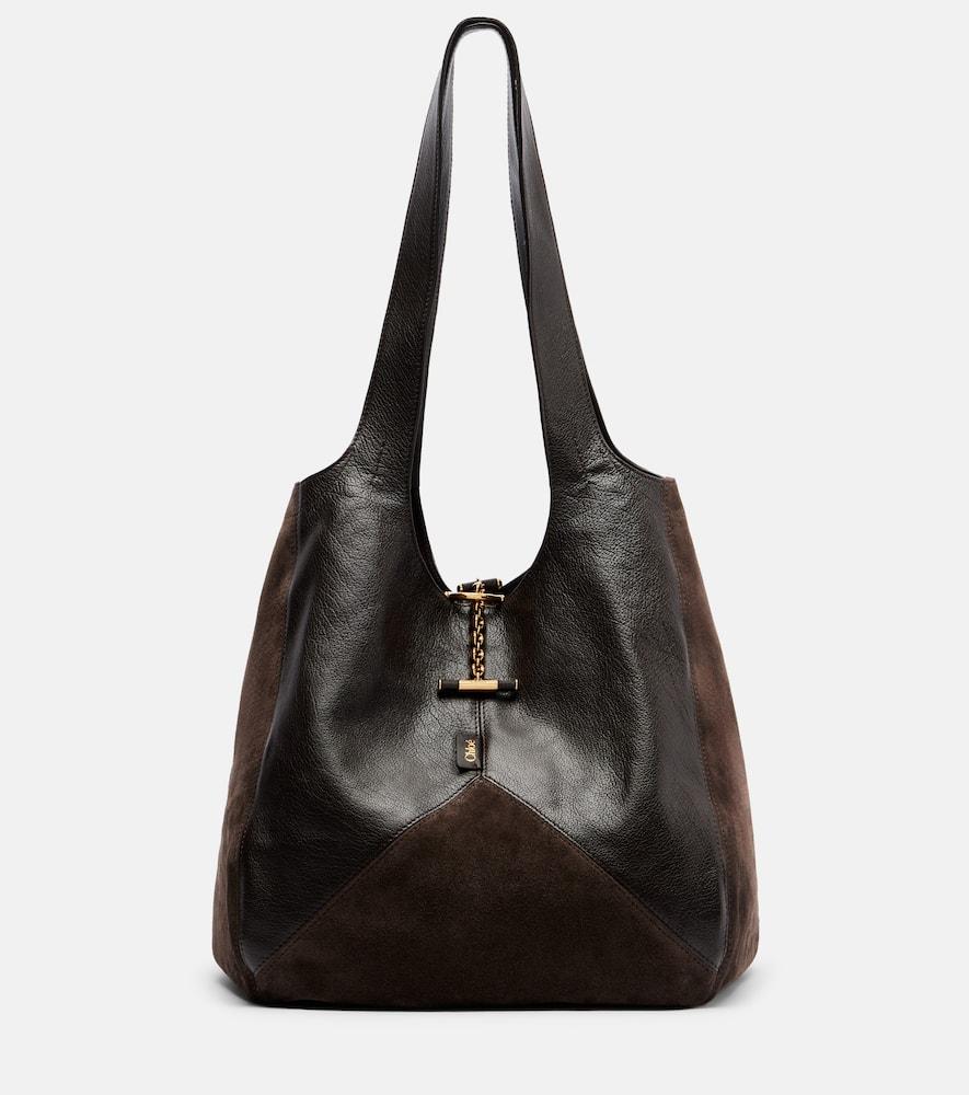 chloé chloé balloon medium leather and suede shoulder bag