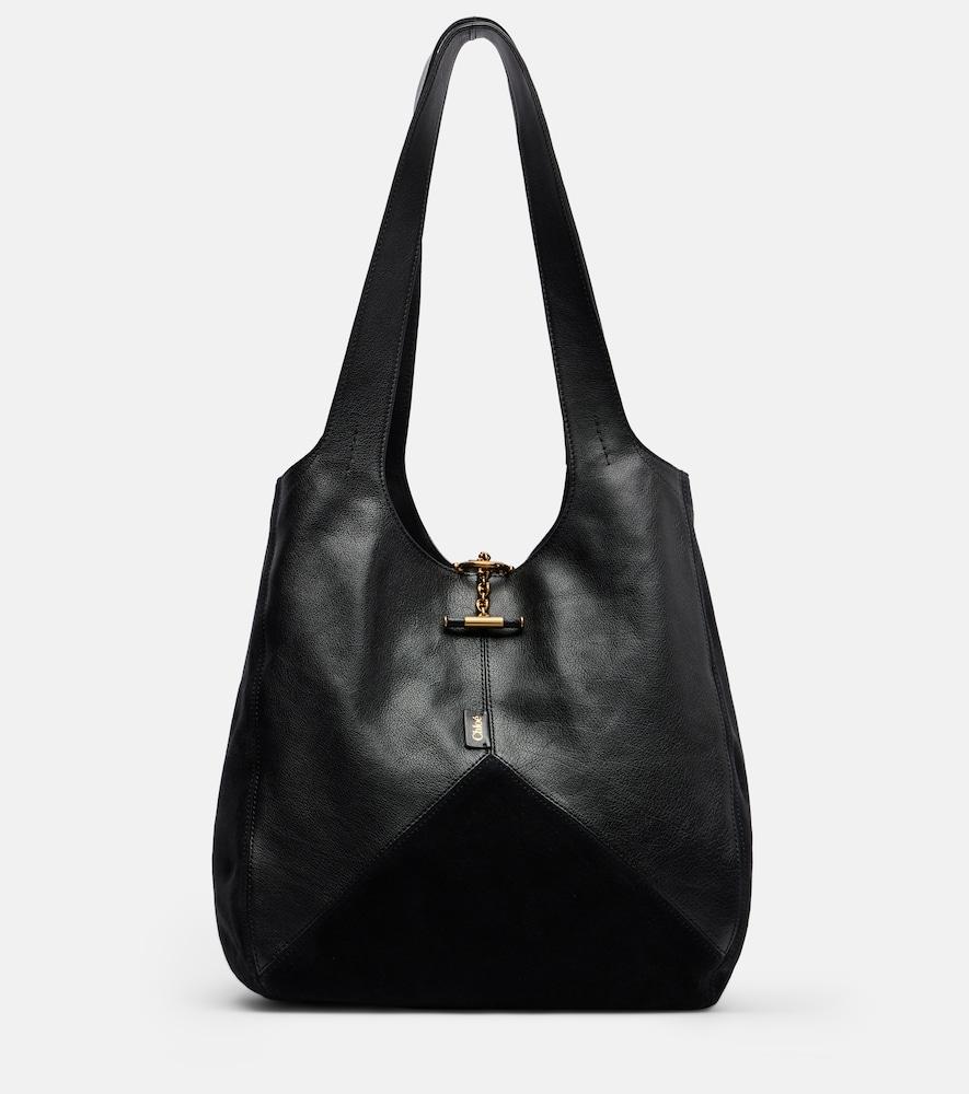 chloé chloé balloon medium leather and suede shoulder bag