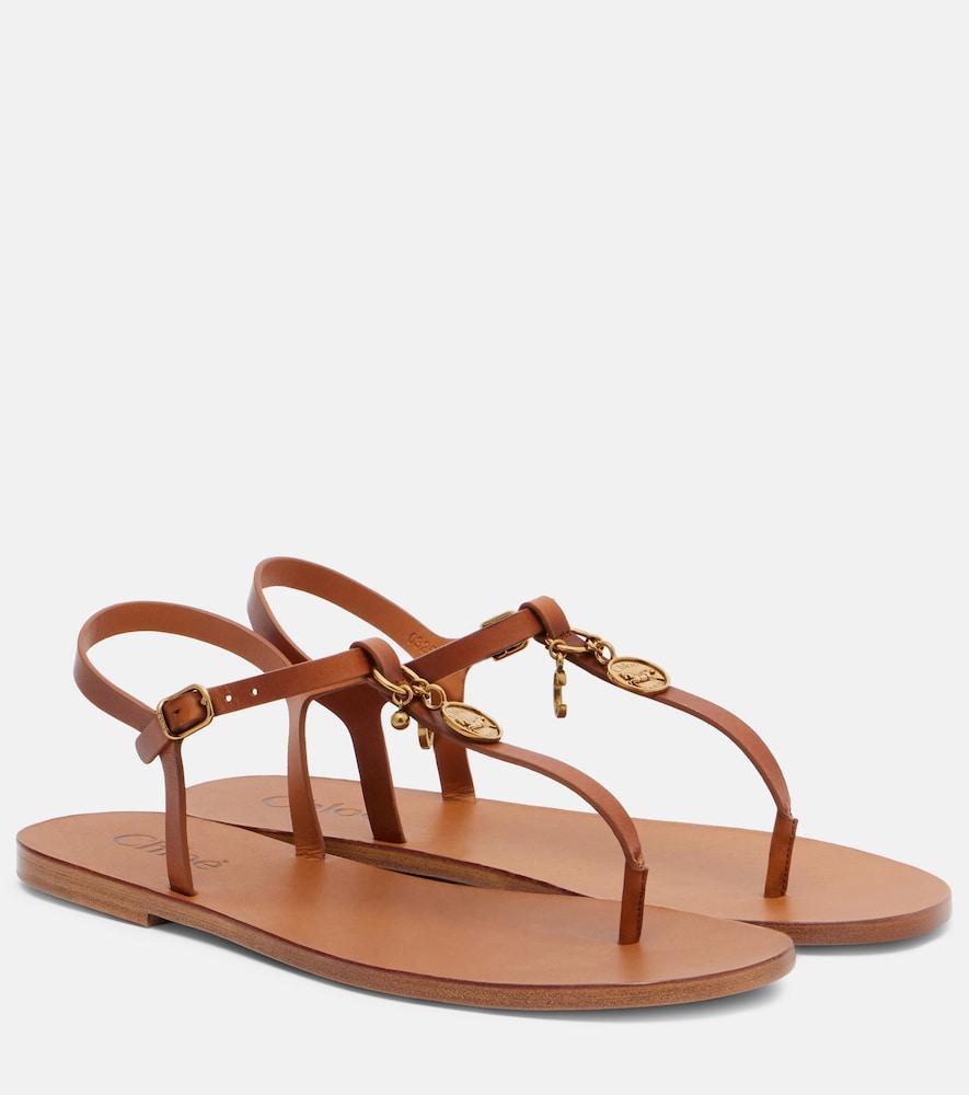 chloé chloé charms leather thong sandals