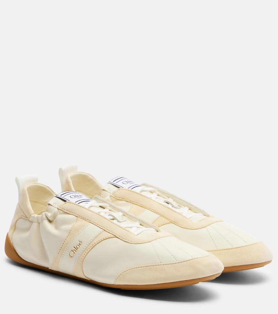 chloé chloé kick leather and suede sneakers