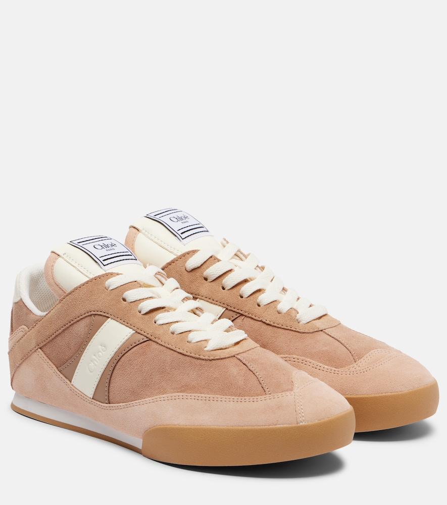 chloé chloé kick suede and leather sneakers