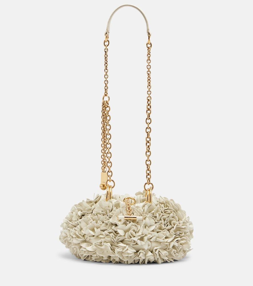 chloé chloé plissé floral leather shoulder bag