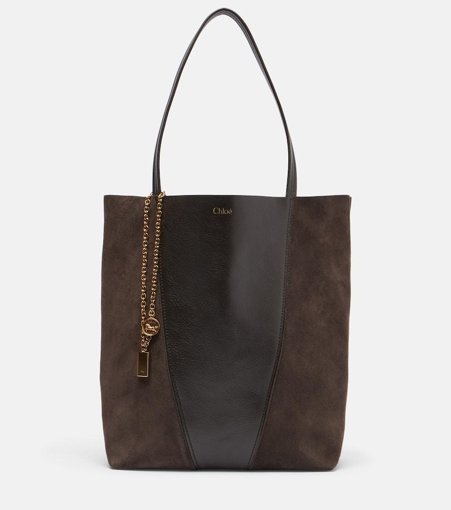 chloé chloé spin leather and suede tote bag