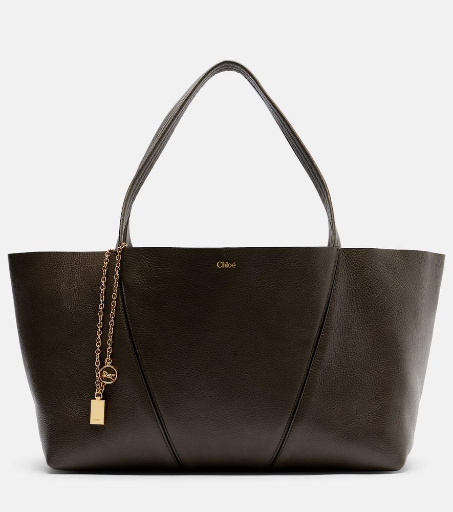 chloé chloé spin medium leather tote bag