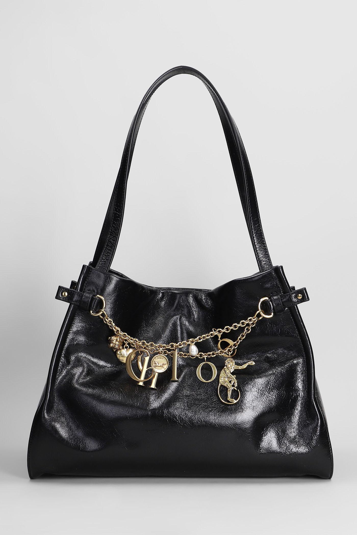 chloé chloe charms tote in black leather