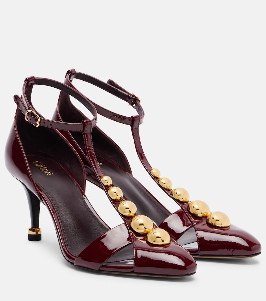 chloé cleia 70 studded patent leather pumps