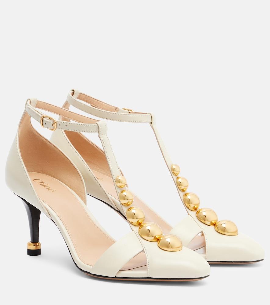 chloé cleia embellished leather pumps