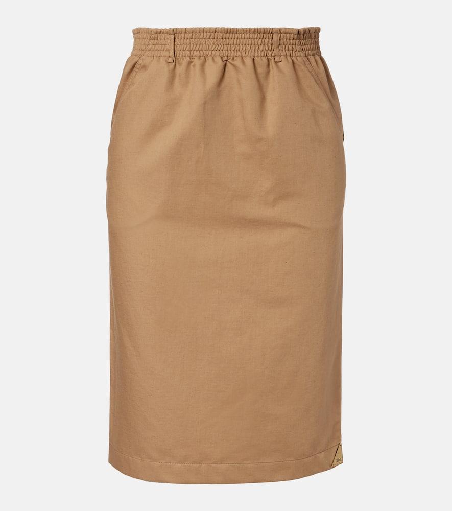 chloé cotton and linen gabardine pencil skirt