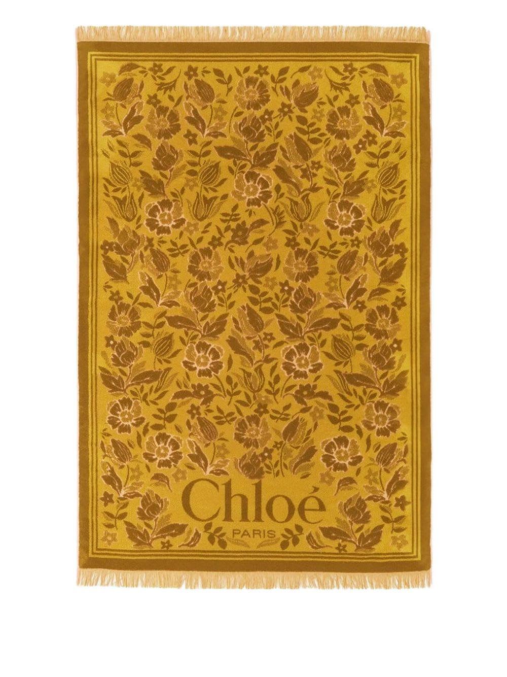 chloé cotton beach towel with logo