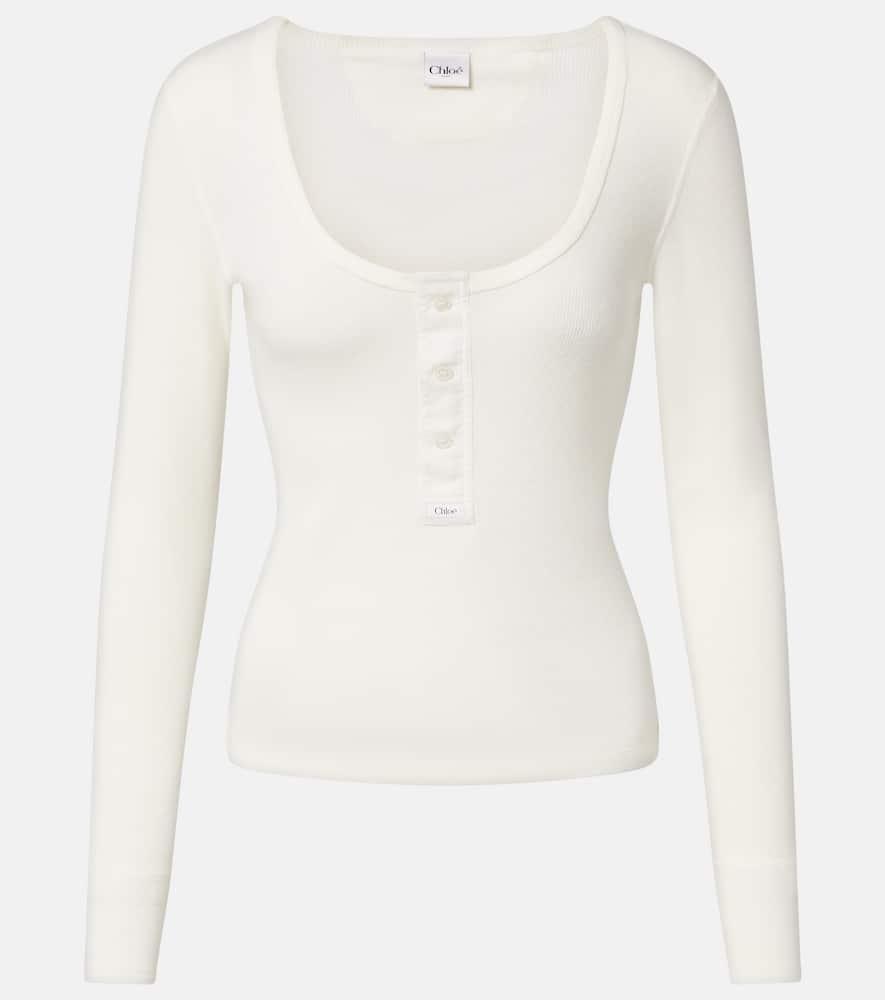 chloé cotton jersey henley shirt