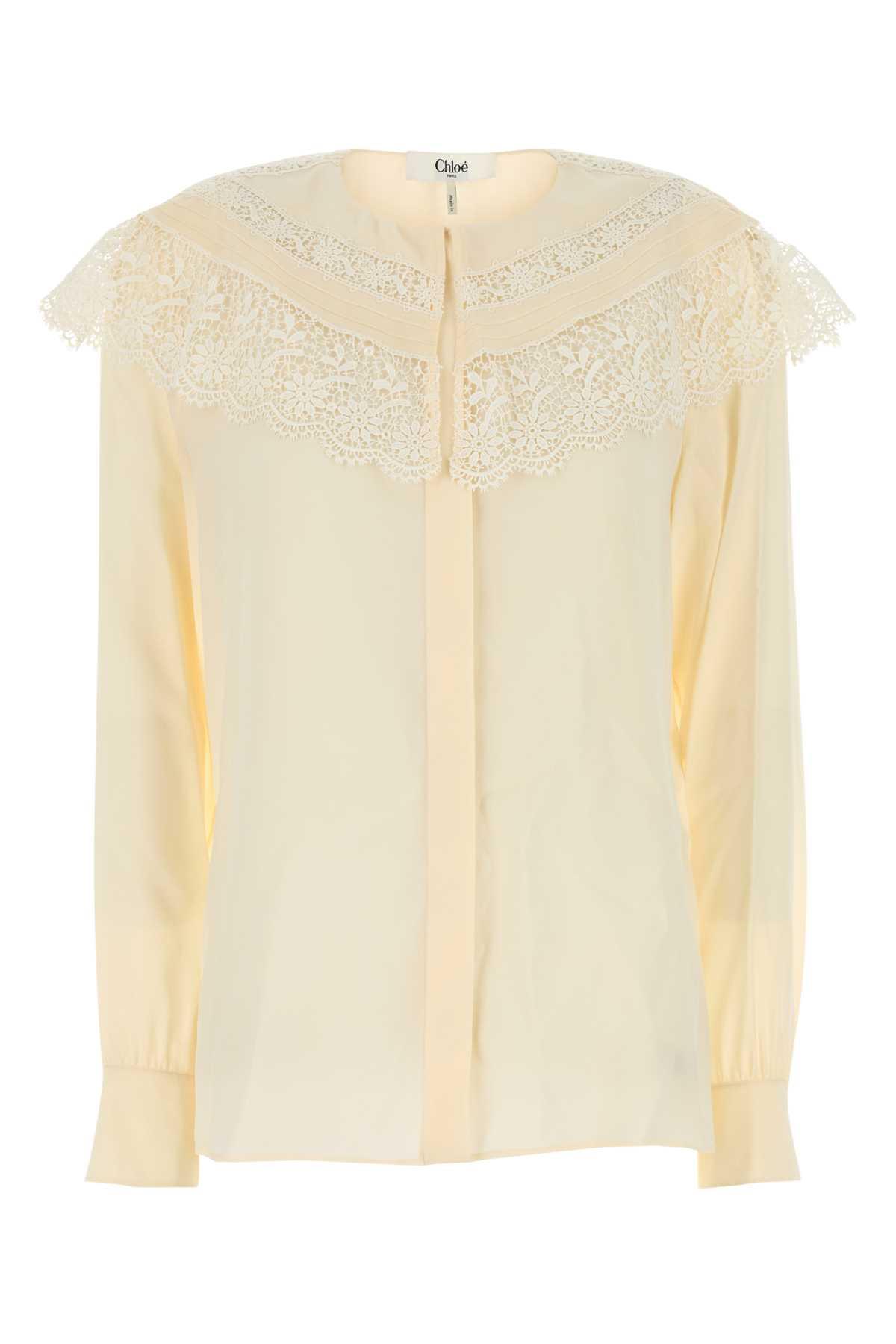 chloé cream crepe blouse