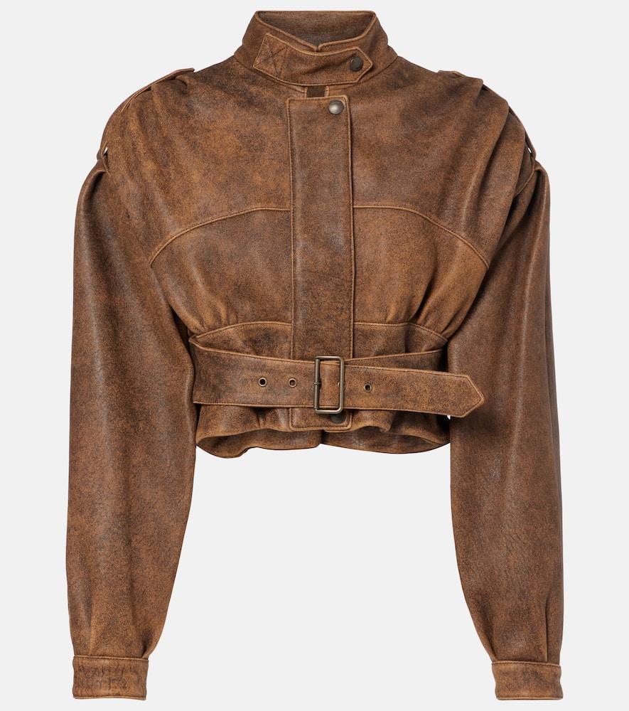 chloé cropped leather biker jacket
