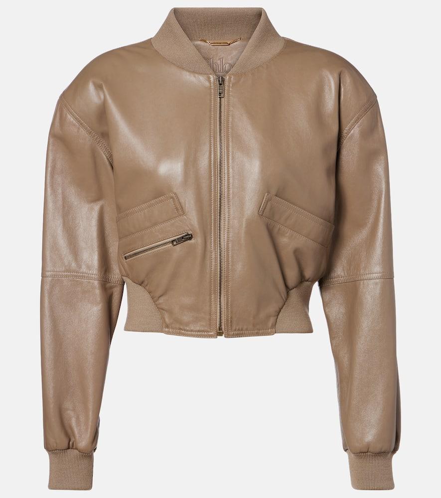 chloé cropped leather bomber jacket