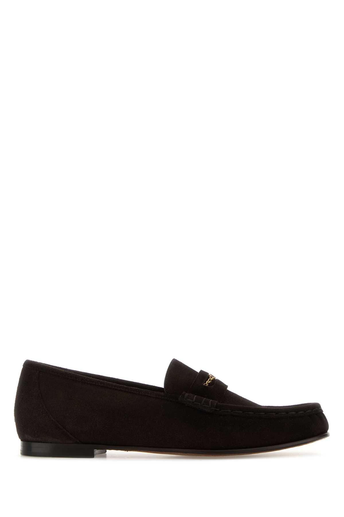 chloé dark brown suede loafers