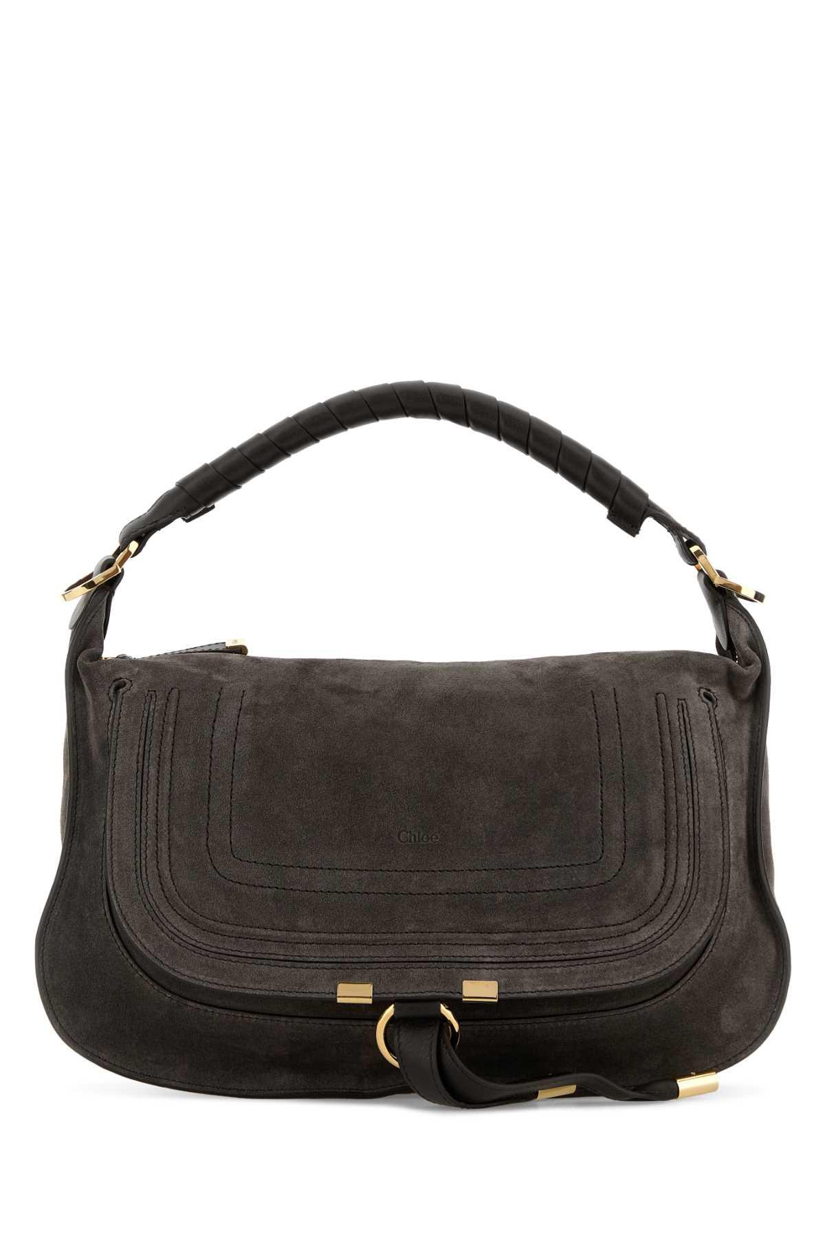 chloé dark brown suede small marcie shoulder bag