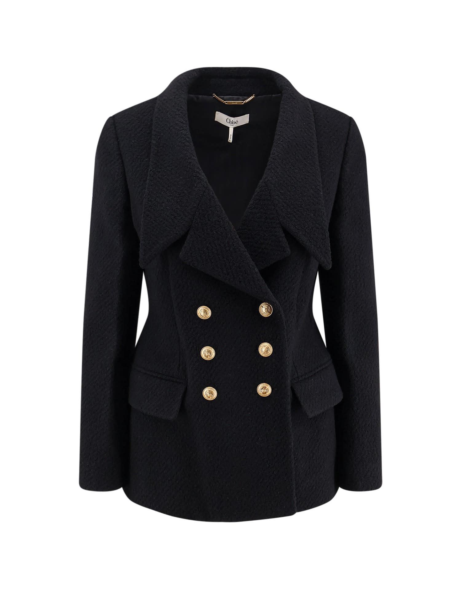 chloé double-breasted virgin wool blend blazer