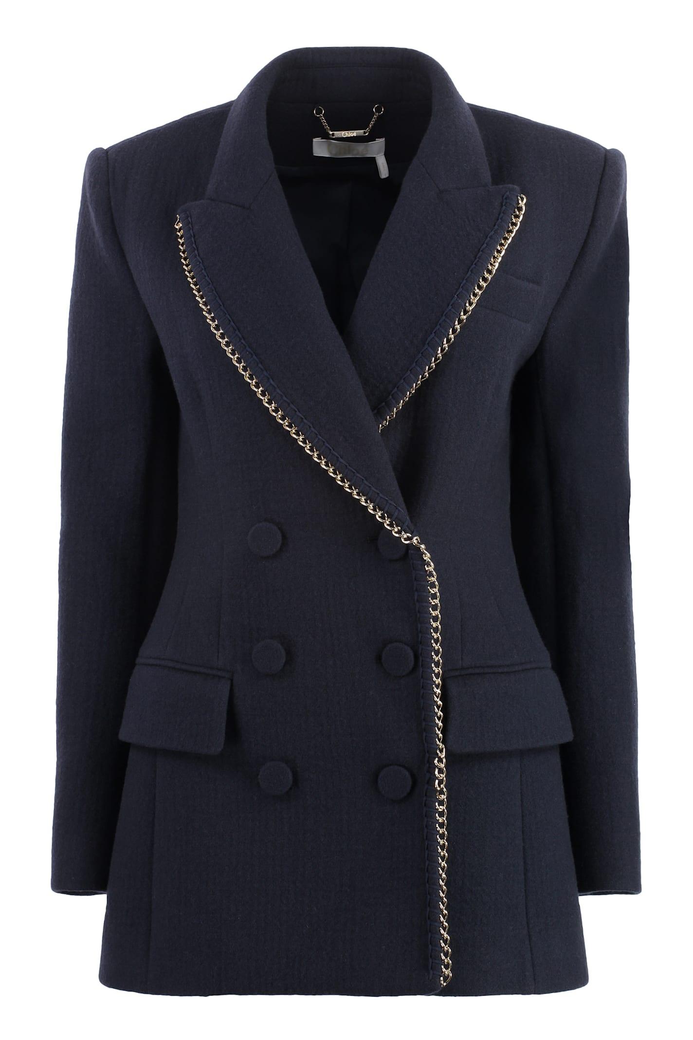chloé double-breasted virgin wool jacket