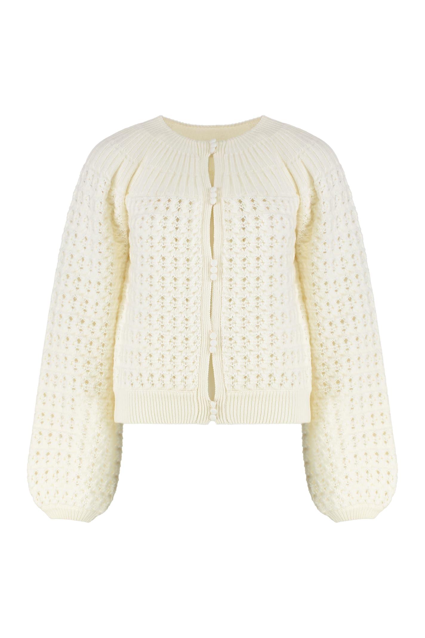 chloé embroidered cardigan in wool and cashmere