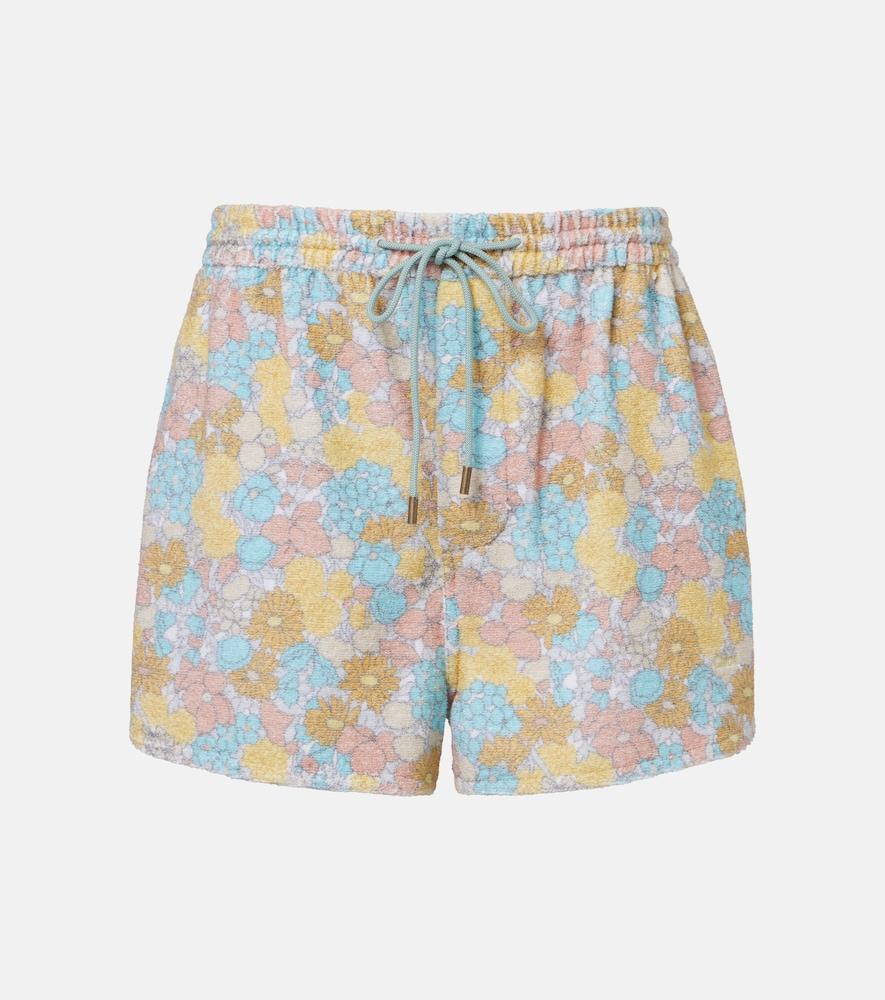 chloé floral cotton terry shorts