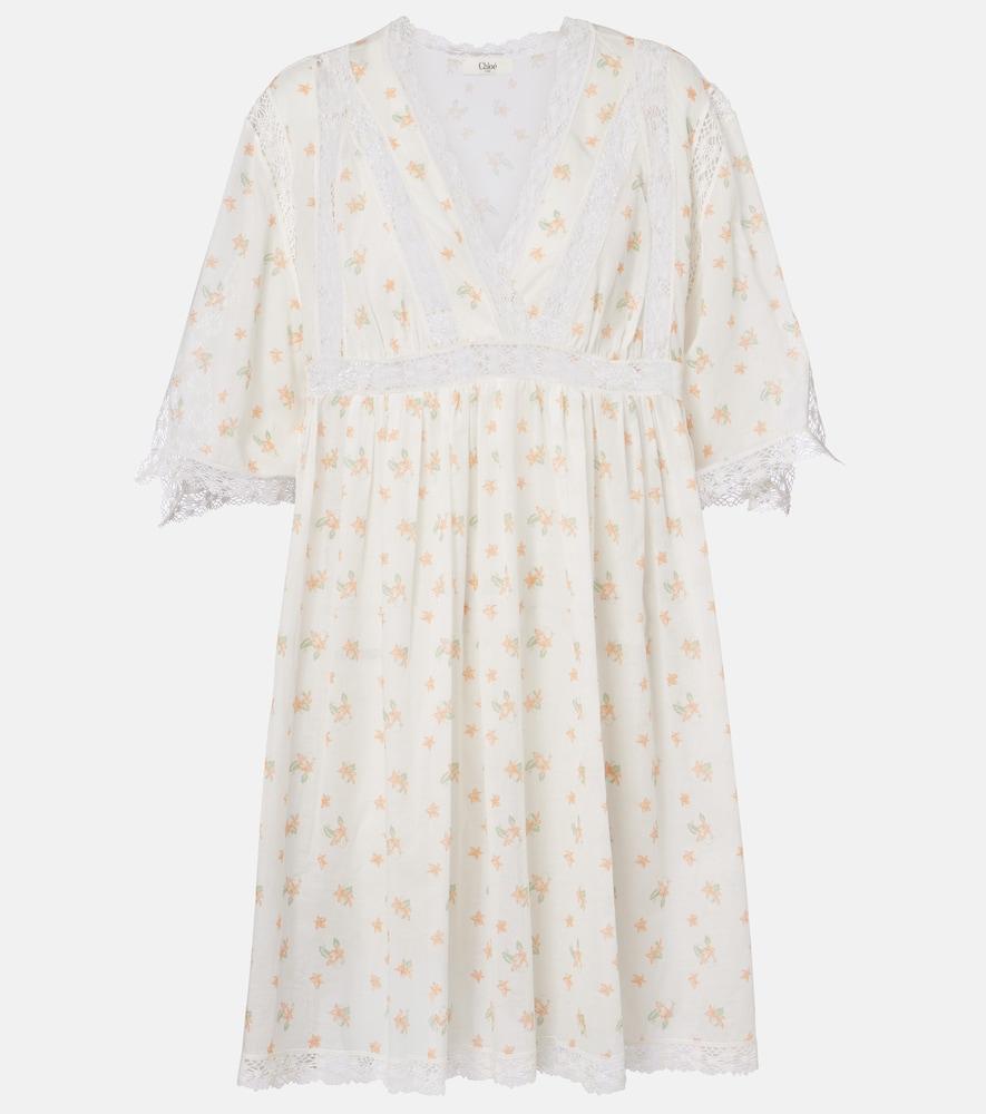 chloé floral cotton voile minidress