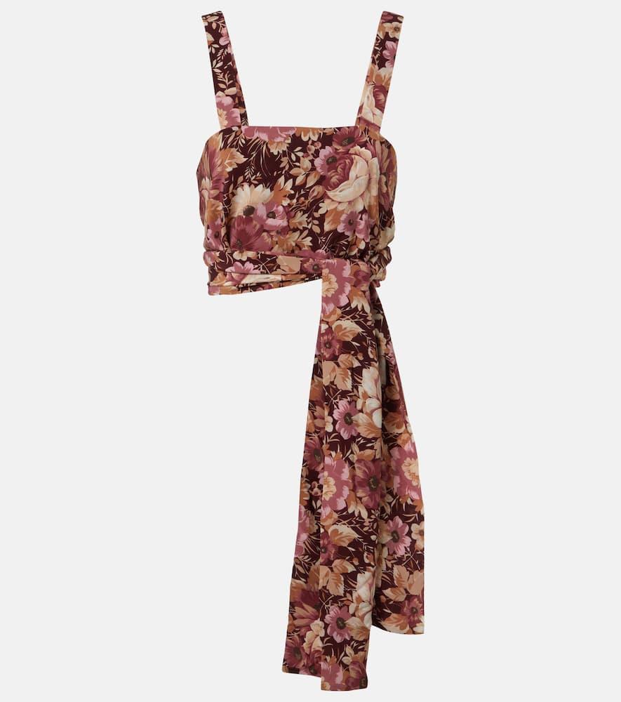 chloé floral crêpe de chine crop top