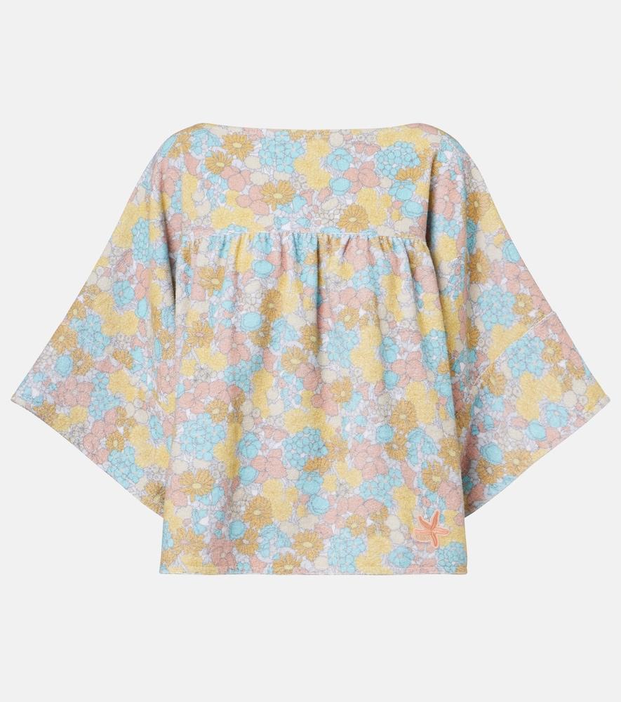 chloé floral gathered cotton top