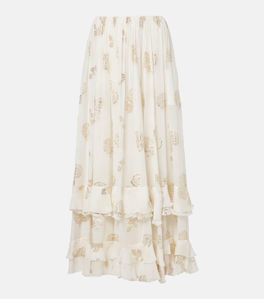 chloé floral jacquard muslin maxi skirt