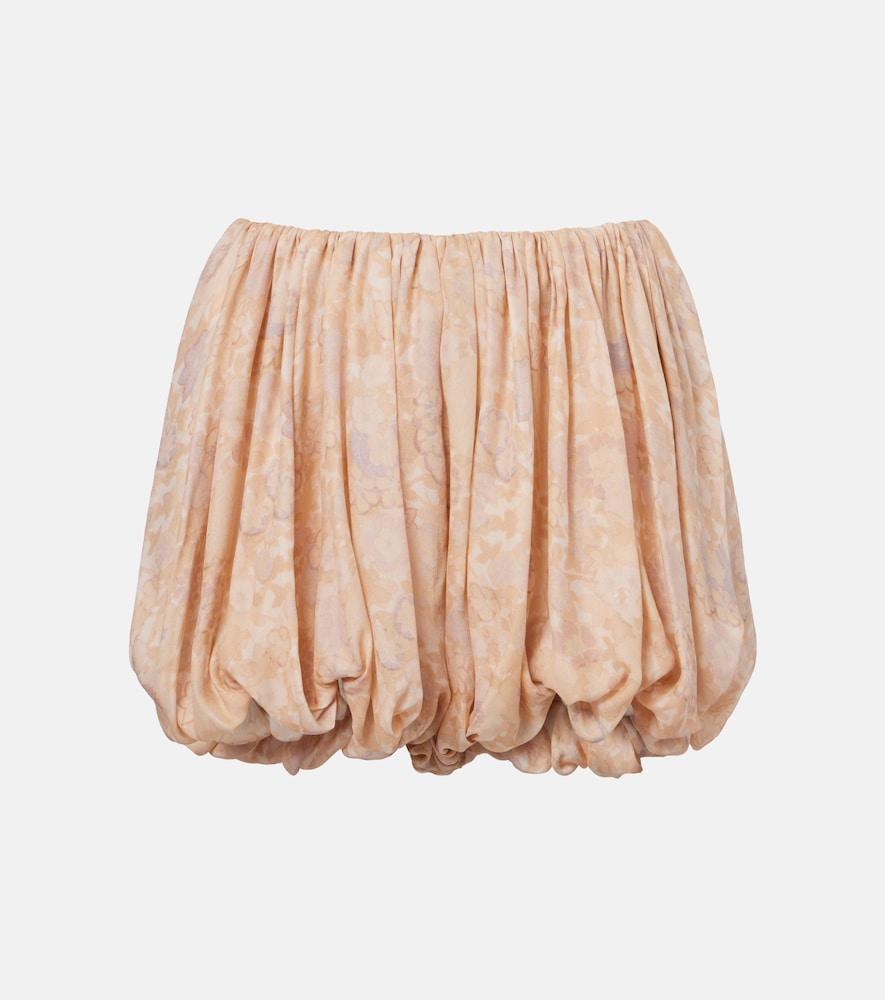 chloé floral pleated silk charmeuse shorts