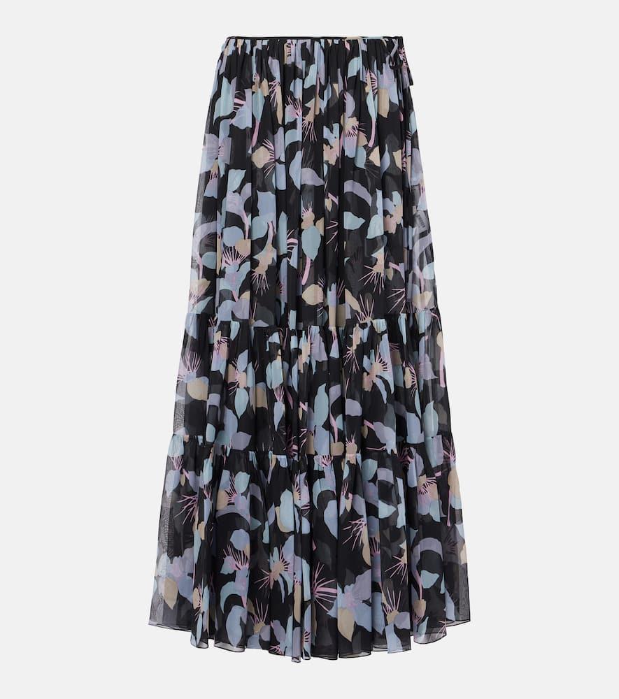 chloé floral pleated silk maxi skirt