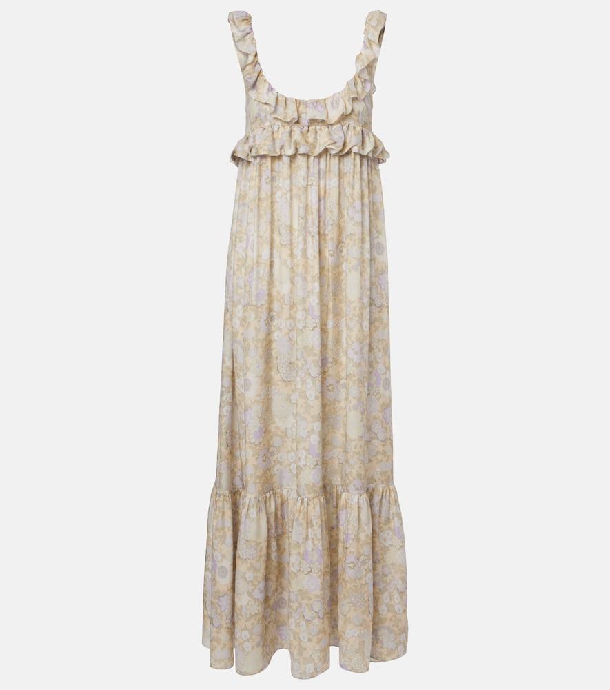 chloé floral ruffled silk charmeuse maxi dress