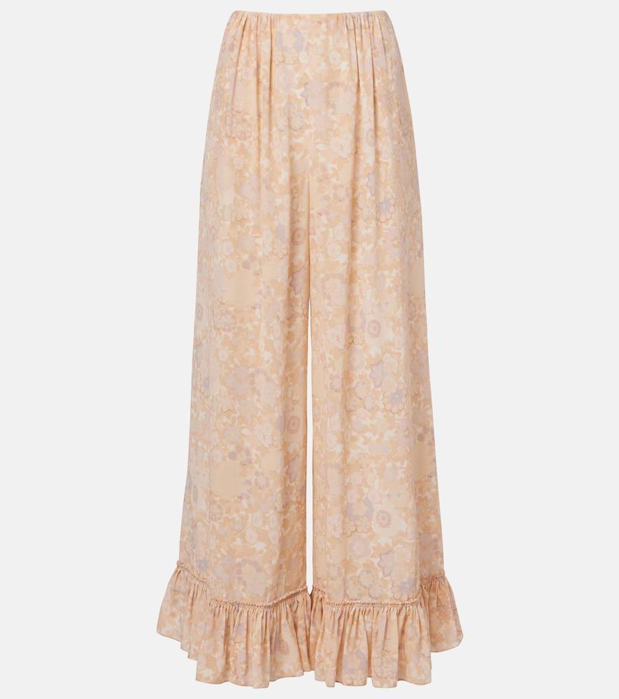 chloé floral ruffled silk wide