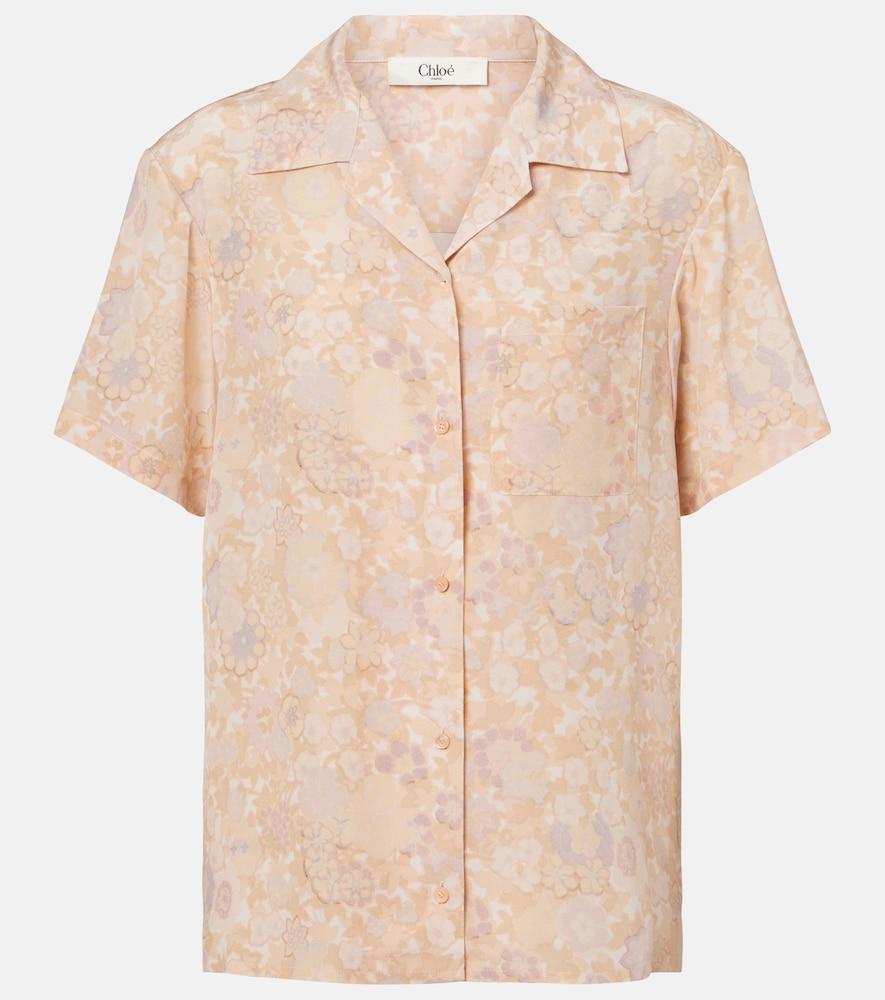 chloé floral silk bowling shirt