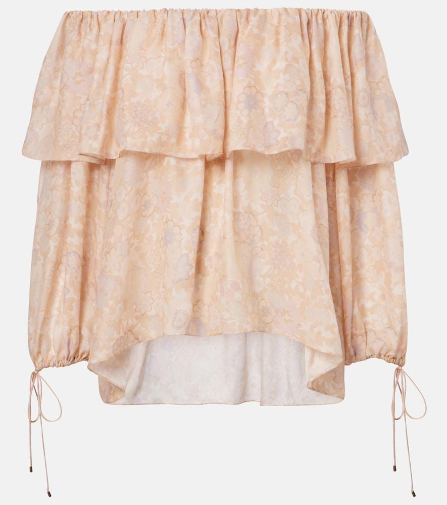 chloé floral silk charmeuse top