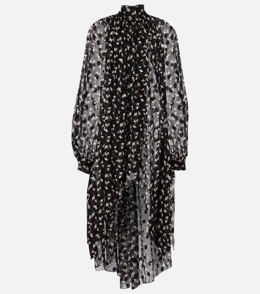 chloé floral silk chiffon midi dress