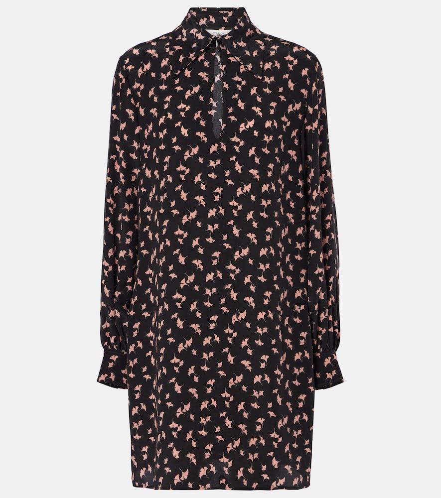 chloé floral silk chiffon minidress