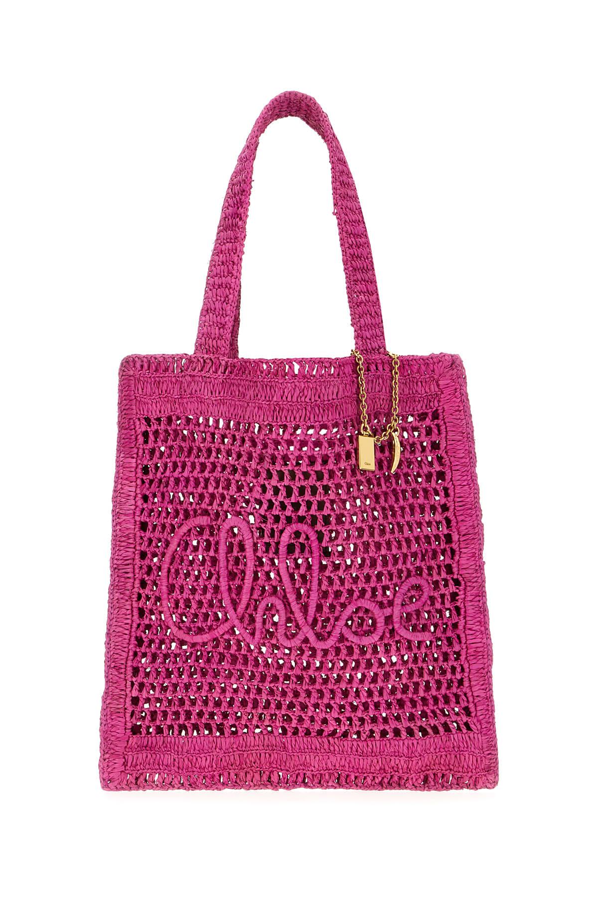 chloé fuchsia raffia summer banana shoulder bag