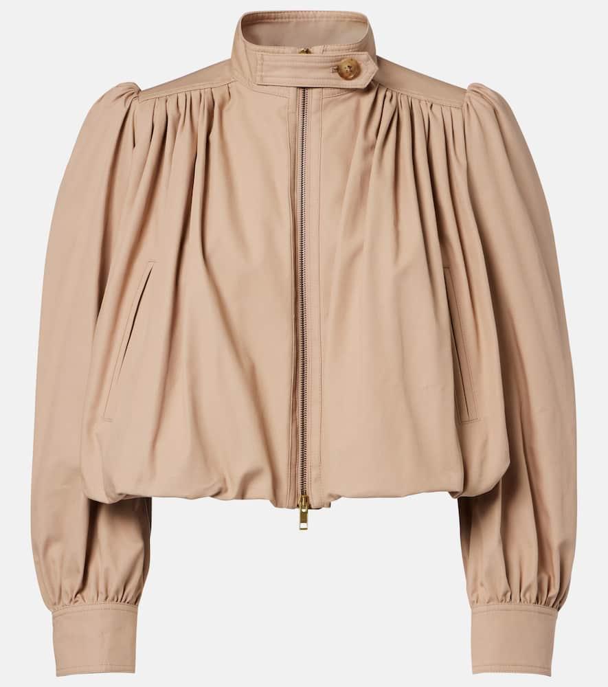 chloé gathered cropped cotton canvas jacket