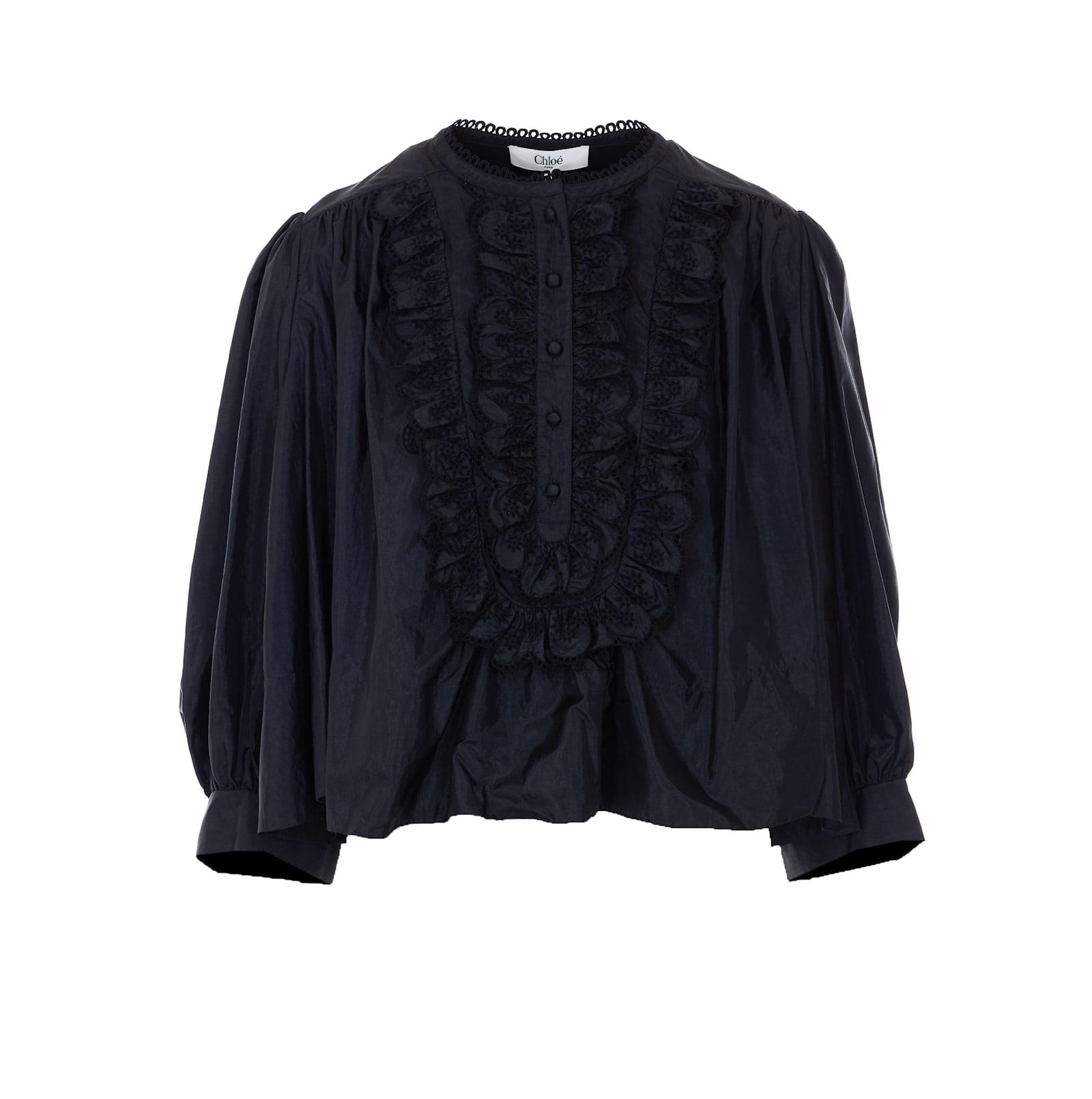 chloé gathered ruffled taffeta top
