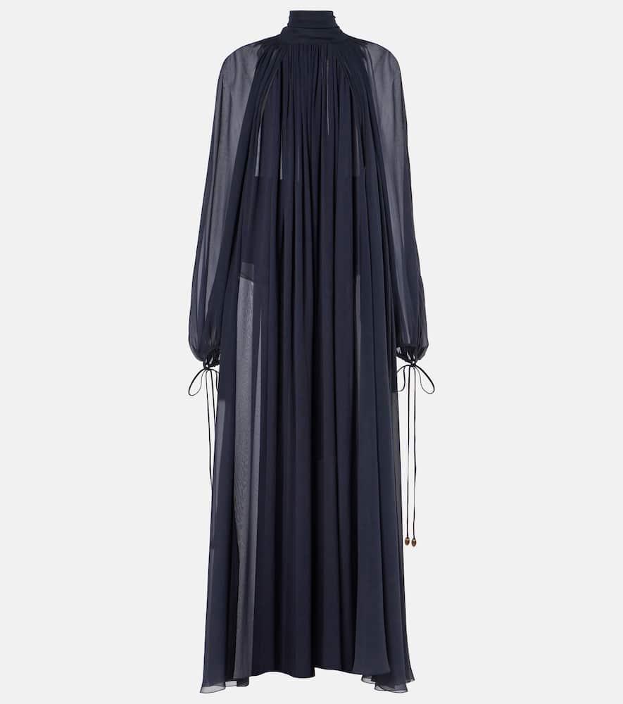 chloé gathered silk georgette maxi dress