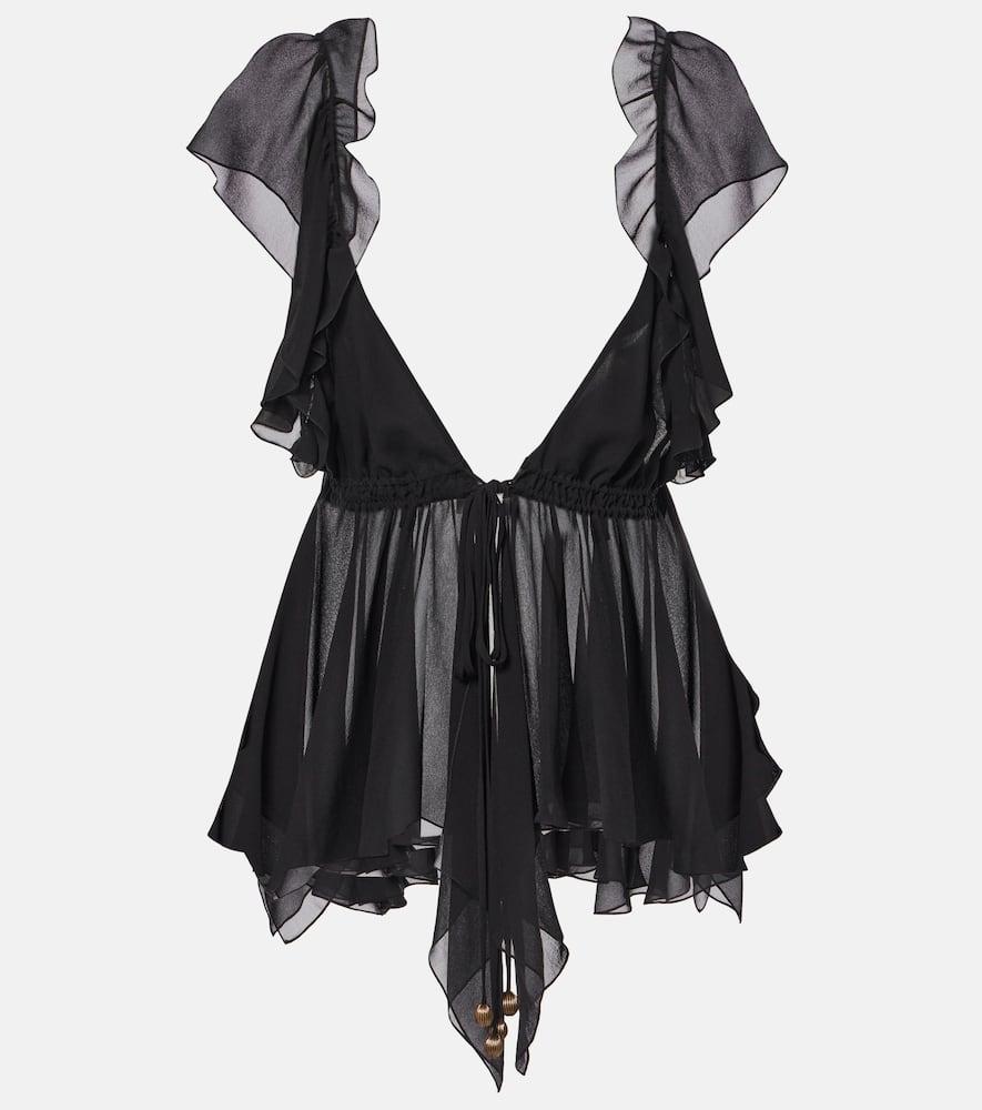 chloé gathered silk georgette top