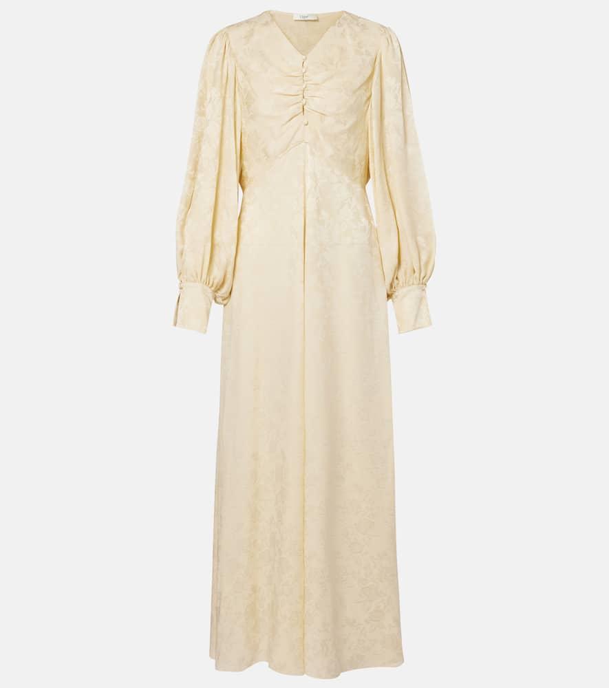 chloé gathered silk jacquard maxi dress