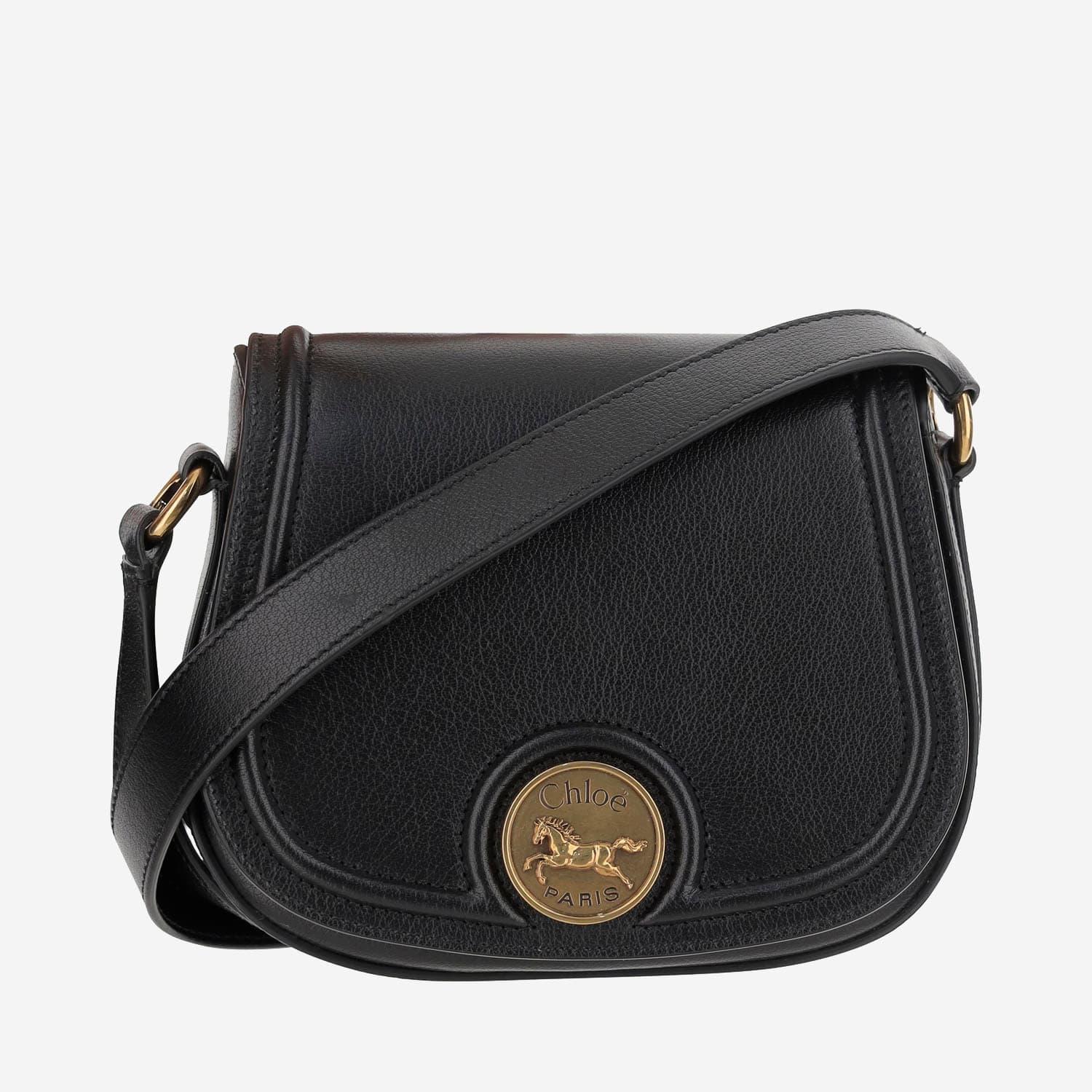 chloé grained leather bag with logo