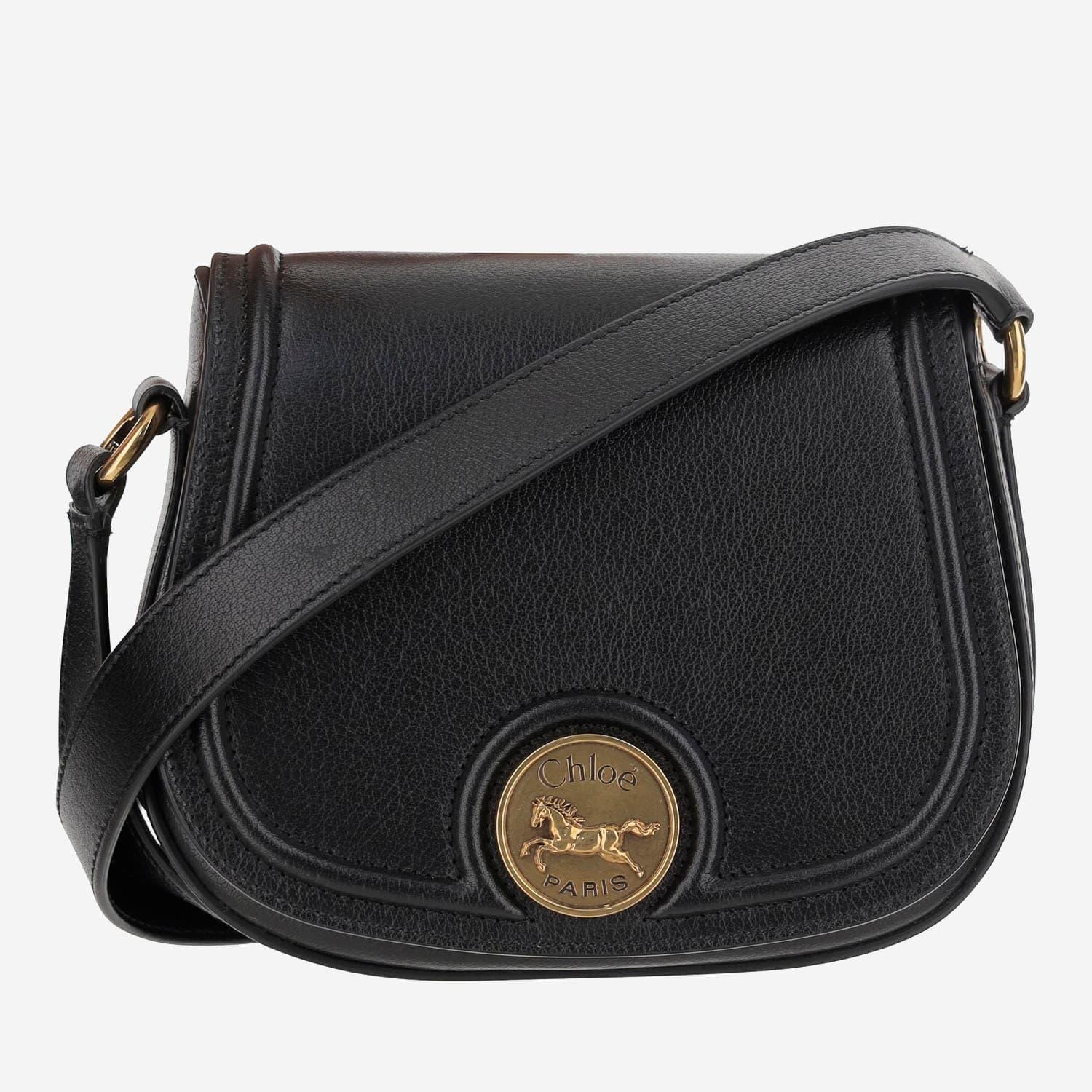 chloé grained leather bag with logo