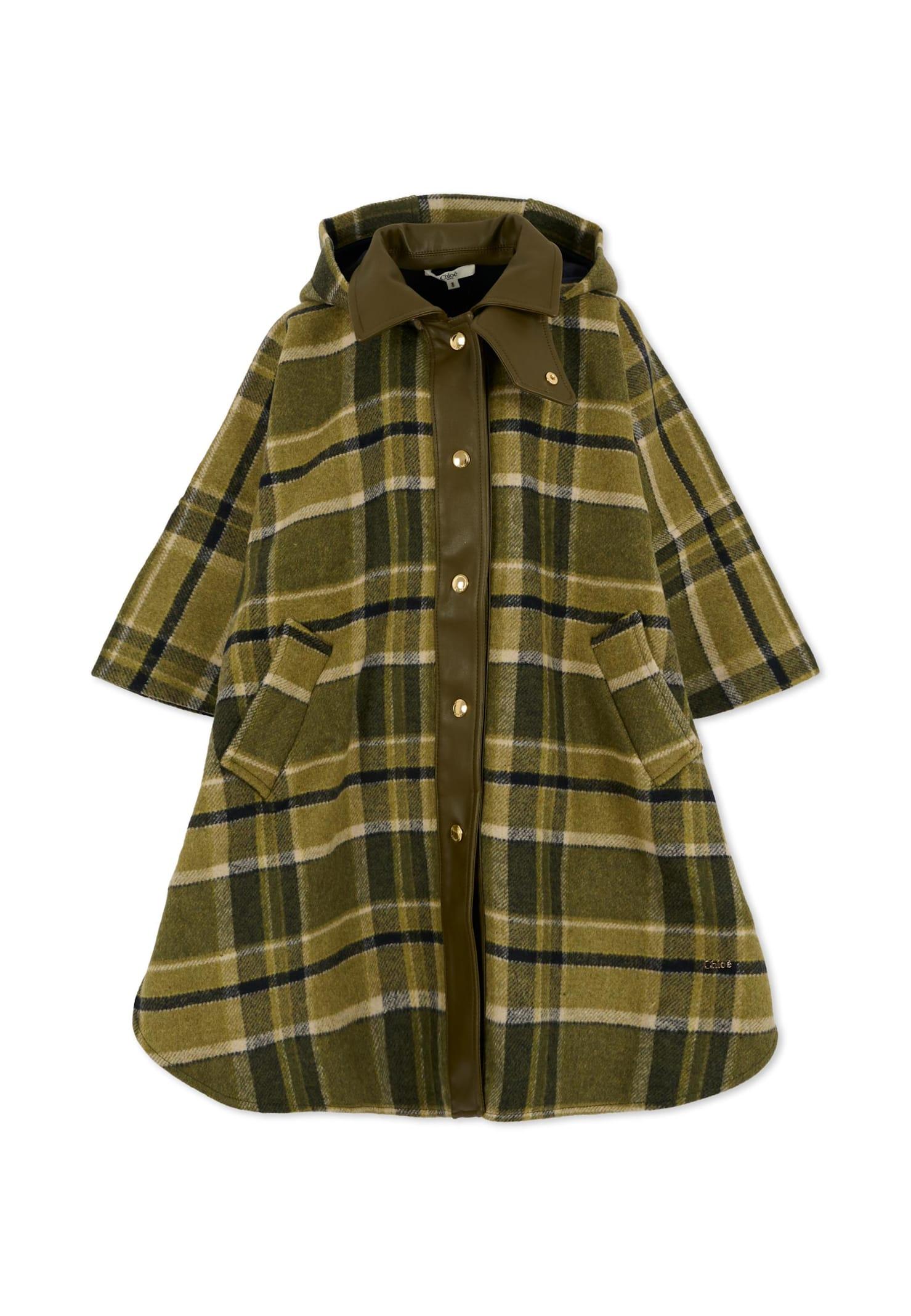 chloé green cape for girl with logo