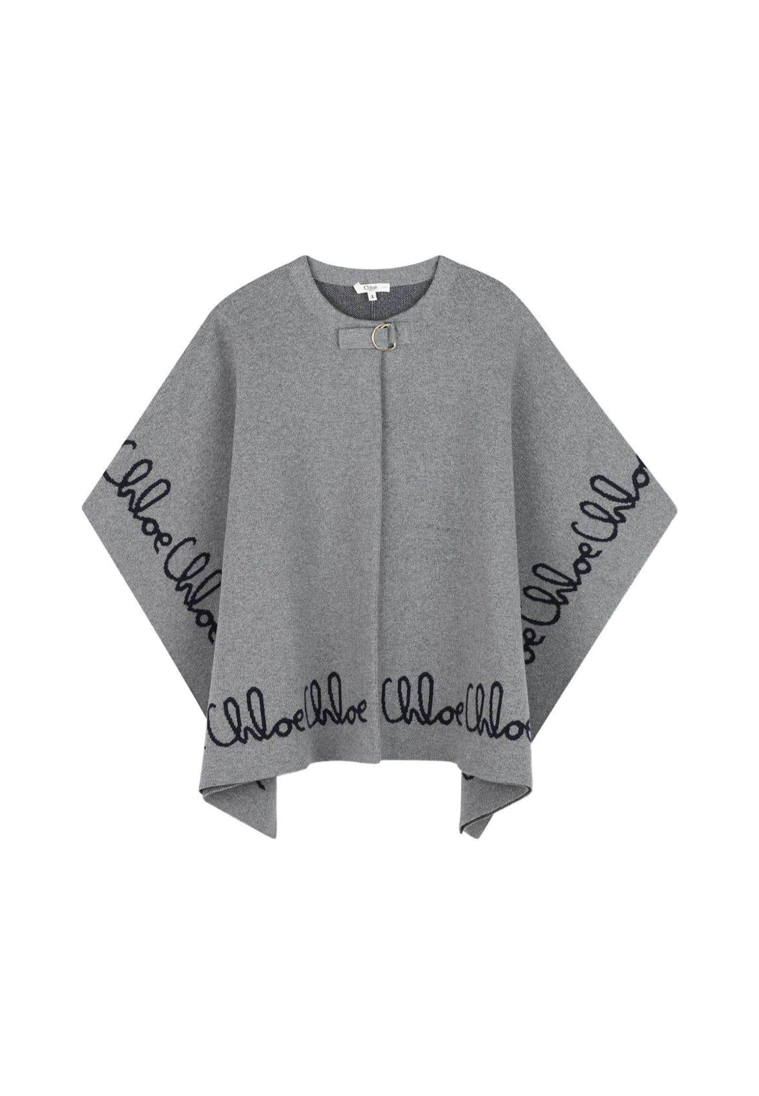 chloé grey cape for girl with logo