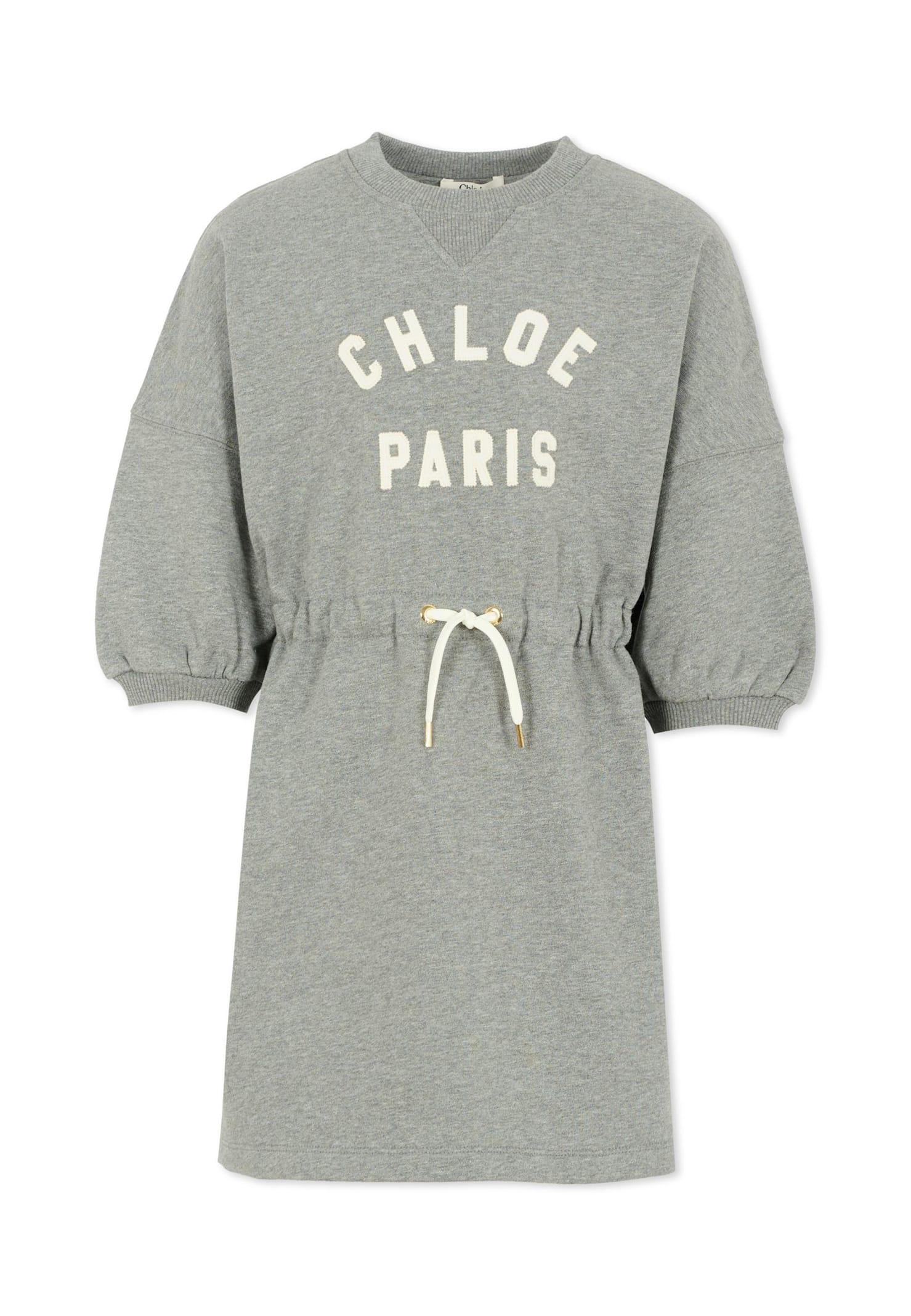 chloé grey dress for girl with logo